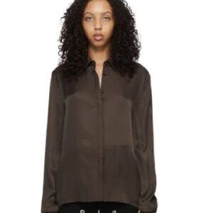Lado Bokuchava Bowie Shirt Dark Brown Long Sleeve Blouse NWT XS